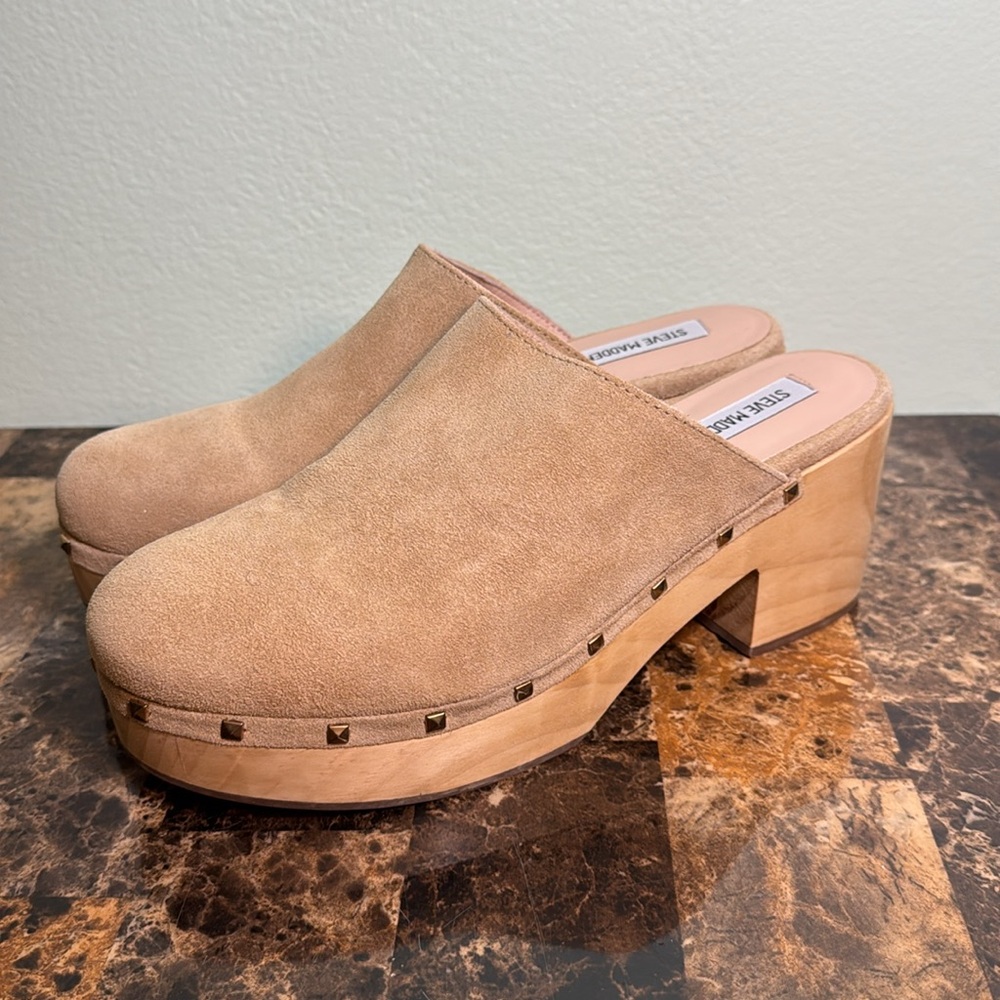 Steve Madden 11 Brooklyn-1 Leather Studded Clogs mules - Picture 2 of 12